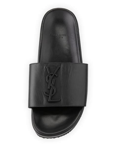 ysl slides black and white|saint laurent sandals flat.